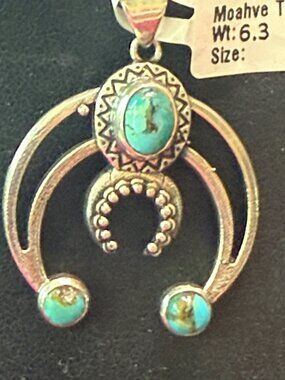 Sterling Silver & Turquoise Naja Pendant Necklace On Silver Plated 22" Chain